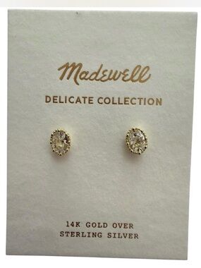 Madewell Clear Crystal Oval Stud Earrings in Gold